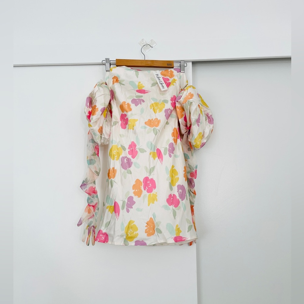 For Love and Lemons Hazel Floral Mini Dress w Detachable Sleeves Size Small